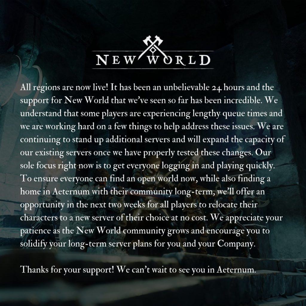 New World Amazon's Statement